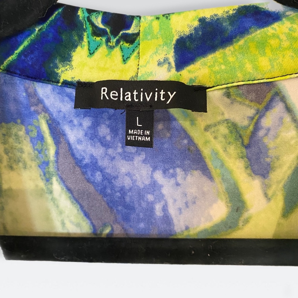 Relativity, brightly colored, cows neck, sleeveless blouse - Picture 4 of 4